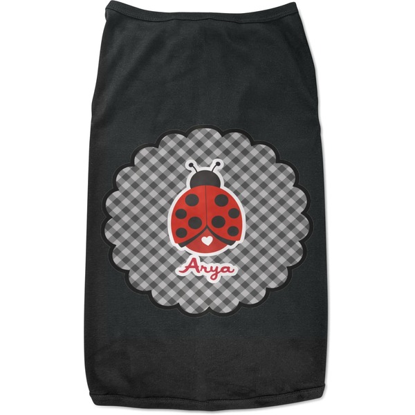 Custom Ladybugs & Gingham Black Pet Shirt - L (Personalized)