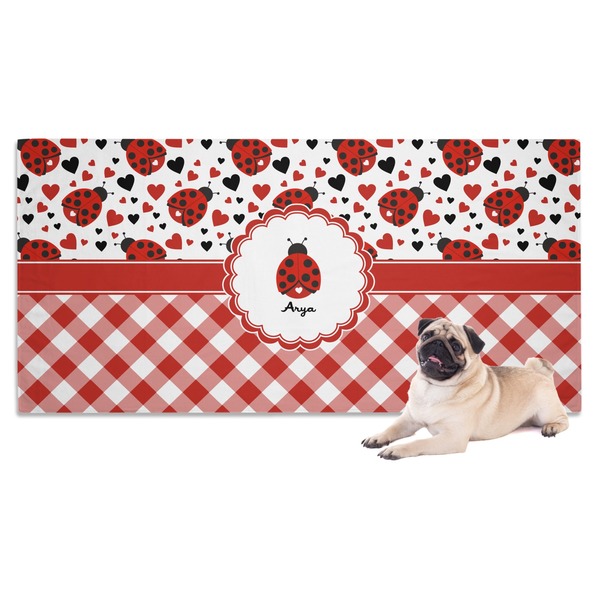 Custom Ladybugs & Gingham Dog Towel (Personalized)