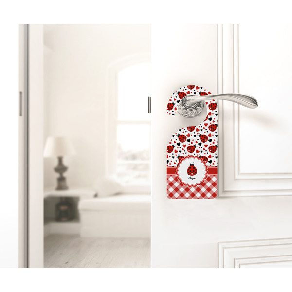Ladybugs & Gingham Door Hanger - LIFESTYLE
