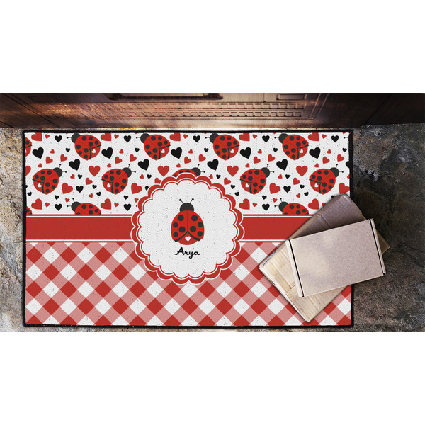 Ladybugs & Gingham Door Mat - LIFESTYLE (Lrg)