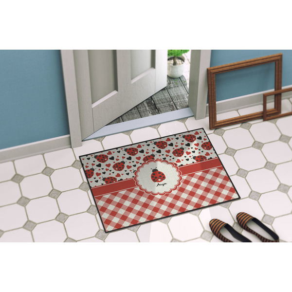 Ladybugs & Gingham Door Mat Lifestyle