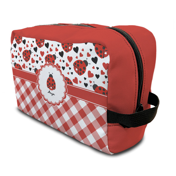 Custom Ladybugs & Gingham Toiletry Bag / Dopp Kit (Personalized)