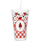 Ladybugs & Gingham Double Wall Tumbler with Straw (Personalized)