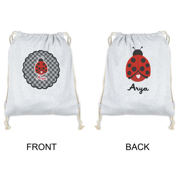 Ladybugs & Gingham Drawstring Backpacks - Sweatshirt Fleece - Double Sided - APPROVAL