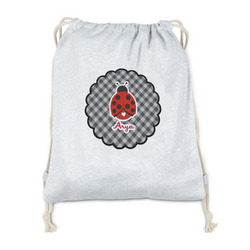 Ladybugs & Gingham Drawstring Backpack - Sweatshirt Fleece (Personalized)