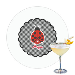 Ladybugs & Gingham Printed Drink Topper (Personalized)