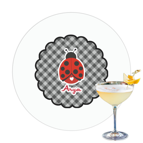 Custom Ladybugs & Gingham Printed Drink Topper (Personalized)