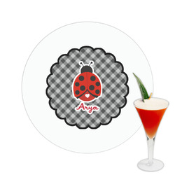 Ladybugs & Gingham Printed Drink Topper -  2.5" (Personalized)
