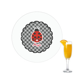 Ladybugs & Gingham Printed Drink Topper - 2.15" (Personalized)