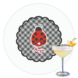 Ladybugs & Gingham Printed Drink Topper - 3.5" (Personalized)