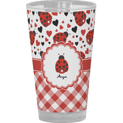 Ladybugs & Gingham Pint Glass - Full Color (Personalized)