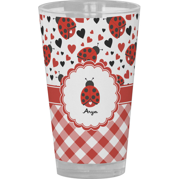 Custom Ladybugs & Gingham Pint Glass - Full Color (Personalized)
