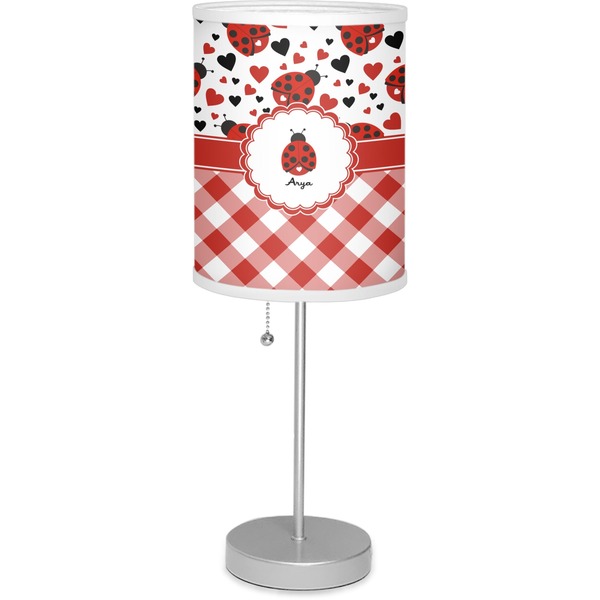 Custom Ladybugs & Gingham Lamp with Drum Shade (Personalized)
