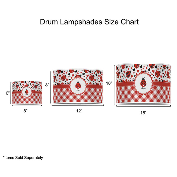 Ladybugs & Gingham Drum Lampshades - Sizing Chart