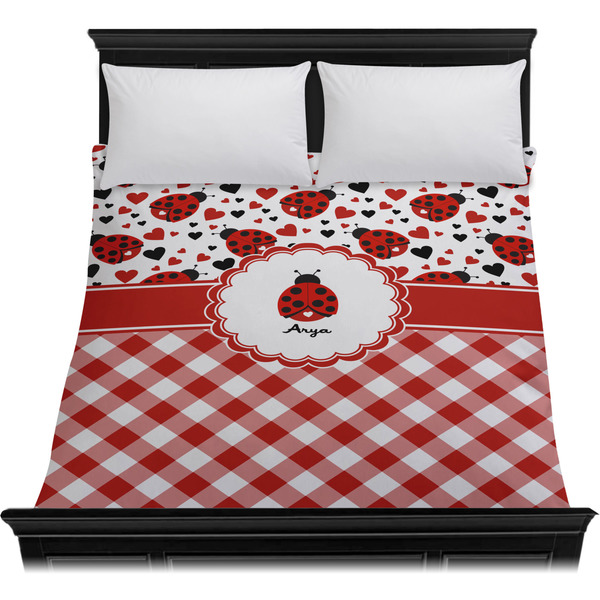 Ladybugs & Gingham Duvet Cover - Queen - On Bed - No Prop