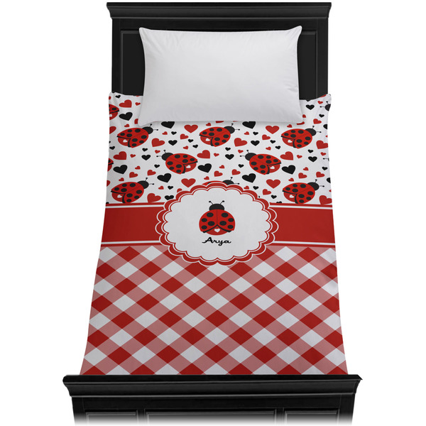 Ladybugs & Gingham Duvet Cover - Twin XL - On Bed - No Prop