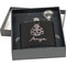 Ladybugs & Gingham Engraved Black Flask Gift Set