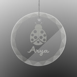 Ladybugs & Gingham Engraved Glass Ornament - Round (Personalized)