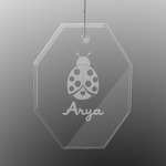 Ladybugs & Gingham Engraved Glass Ornament - Octagon (Personalized)