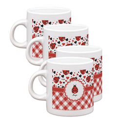 Ladybugs & Gingham Single Shot Espresso Cups - Set of 4 (Personalized)