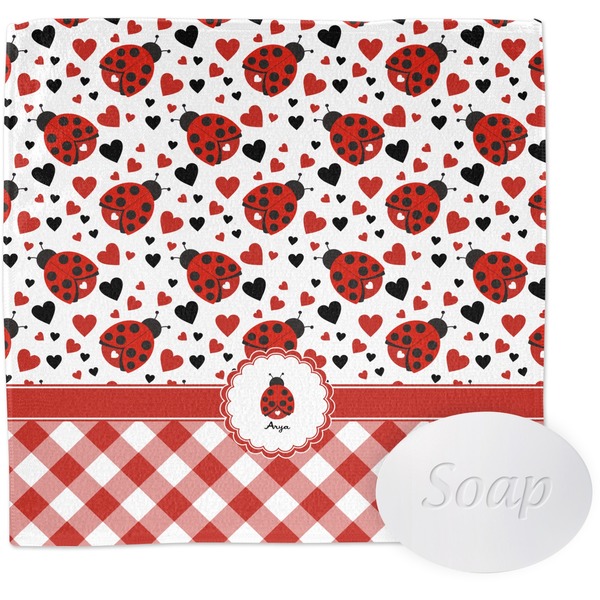 Custom Ladybugs & Gingham Washcloth (Personalized)
