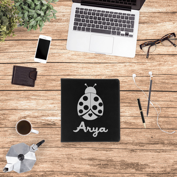 Ladybugs & Gingham Leather Binder - 1" - Black - Lifestyle