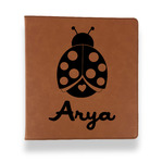Ladybugs & Gingham Leather Binder - 1" - Rawhide (Personalized)