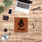 Ladybugs & Gingham Leather Binder - 1" - Rawhide - Lifestyle View