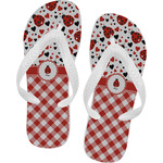 Ladybugs & Gingham Flip Flops - Medium (Personalized)