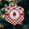 Ladybugs & Gingham Frosted Glass Ornament - Hexagon (Lifestyle)