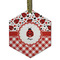 Ladybugs & Gingham Frosted Glass Ornament - Hexagon