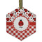 Ladybugs & Gingham Flat Glass Ornament - Hexagon w/ Name or Text