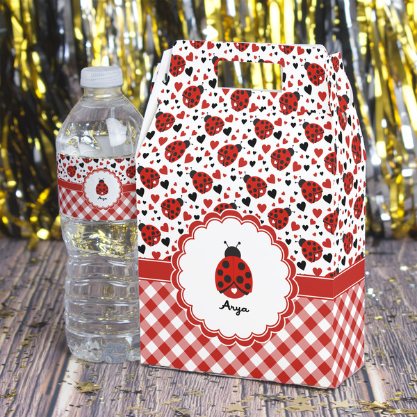 Ladybugs & Gingham Gable Favor Box - In Context