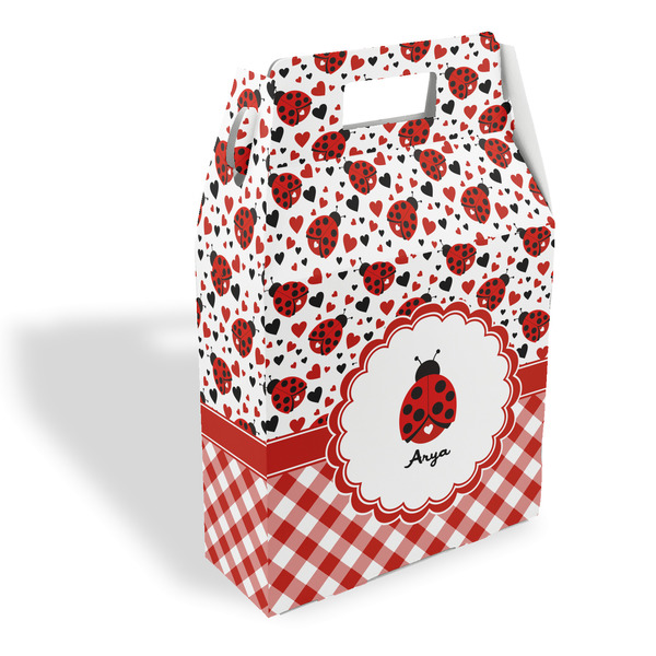 Custom Ladybugs & Gingham Gable Favor Box (Personalized)