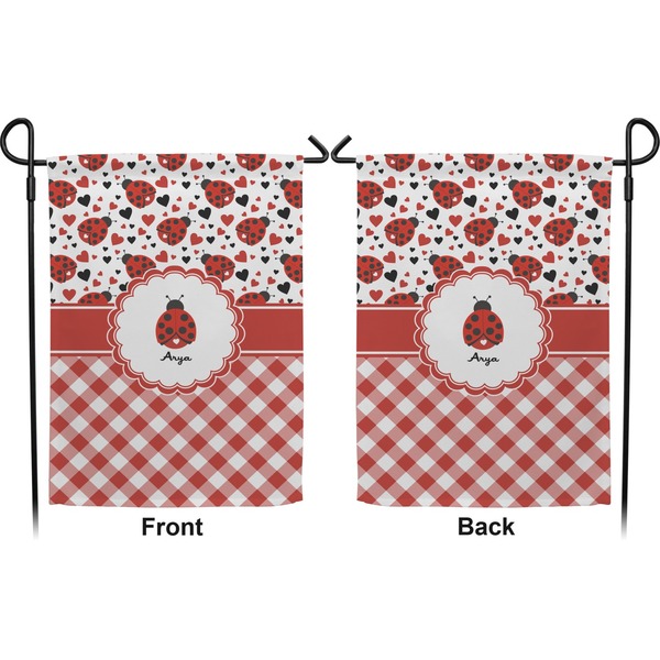Ladybugs & Gingham Garden Flag - Double Sided Front and Back