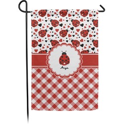 Ladybugs & Gingham Small Garden Flag - Double Sided w/ Name or Text