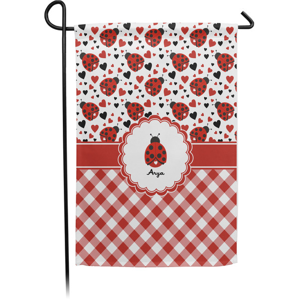 Custom Ladybugs & Gingham Garden Flag (Personalized)
