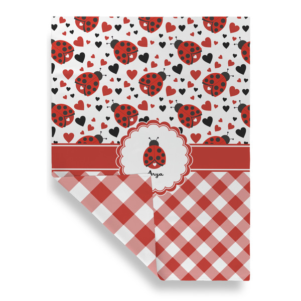 Ladybugs & Gingham Garden Flags - Large - Double Sided - FRONT FOLDED