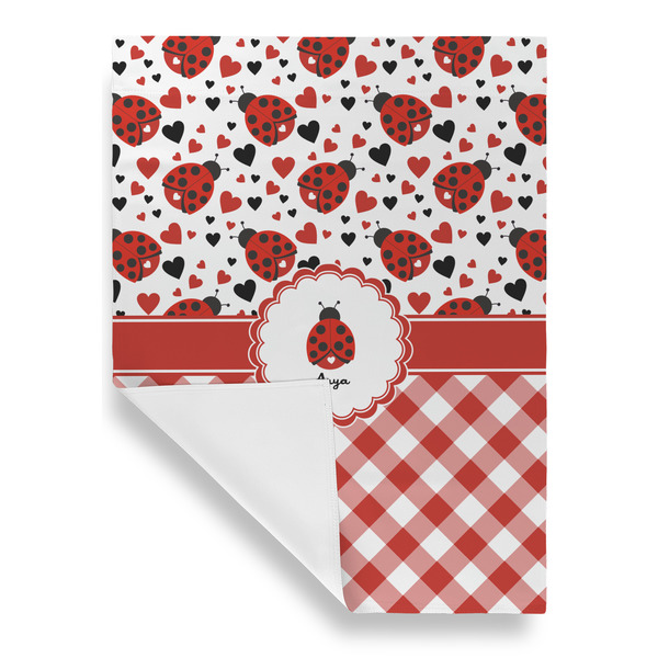 Ladybugs & Gingham Garden Flags - Large - Single Sided - FRONT FOLDED