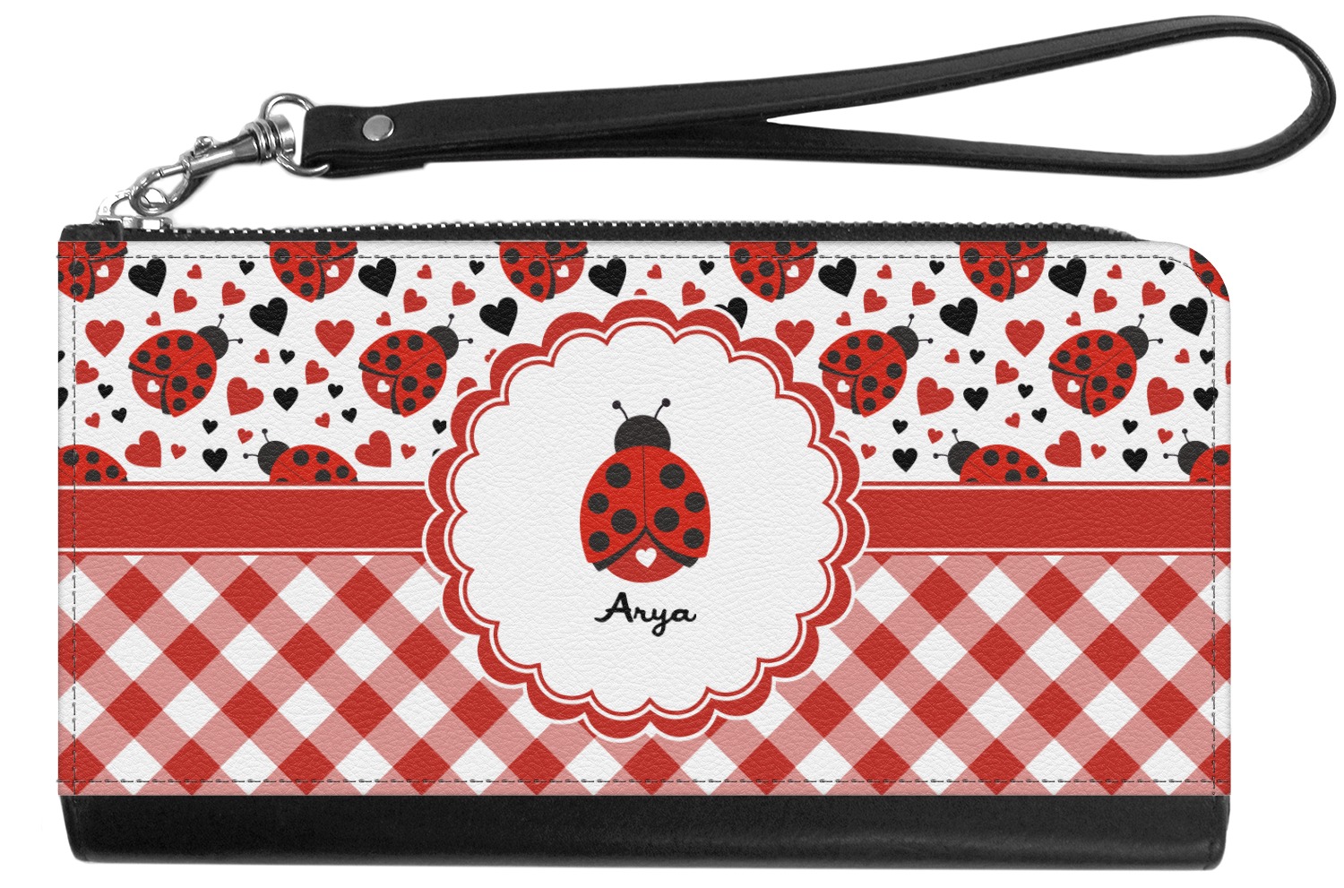 Ladybugs & Gingham Genuine Leather Smartphone Wrist Wallet ...