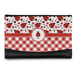 Ladybugs & Gingham Genuine Leather Women's Wallet - Small (Personalized)