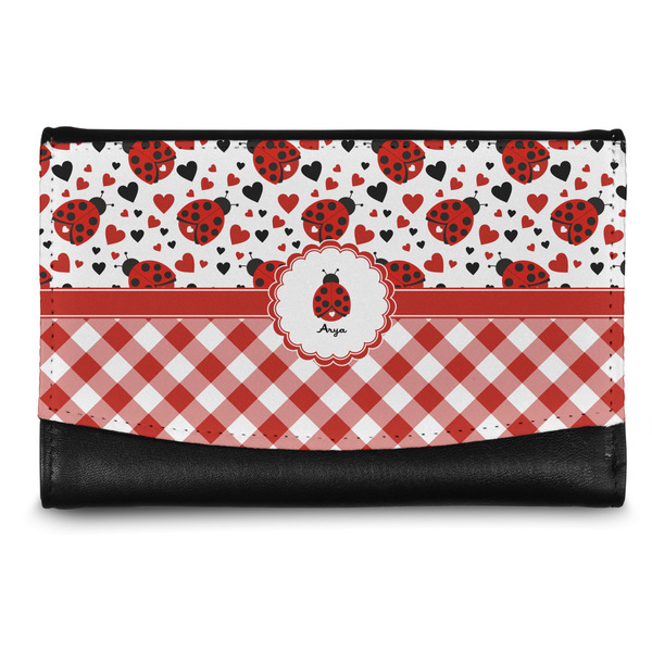 Custom Ladybugs & Gingham Genuine Leather Women's Wallet - Small (Personalized)