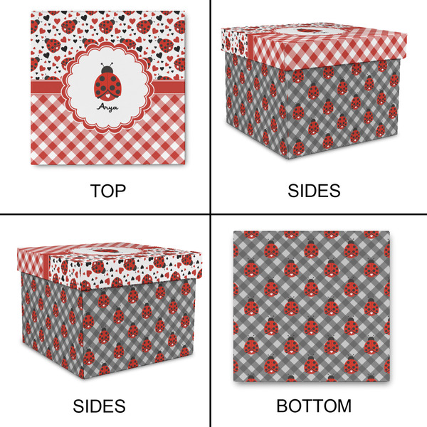 Ladybugs & Gingham Gift Boxes with Lid - Canvas Wrapped - Large - Approval