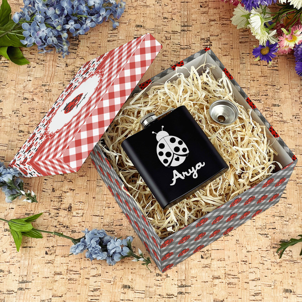 Ladybugs & Gingham Gift Boxes with Lid - Canvas Wrapped - Large - In Context