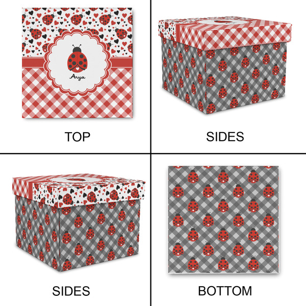 Ladybugs & Gingham Gift Boxes with Lid - Canvas Wrapped - Medium - Approval