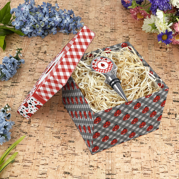 Ladybugs & Gingham Gift Boxes with Lid - Canvas Wrapped - Medium - In Context
