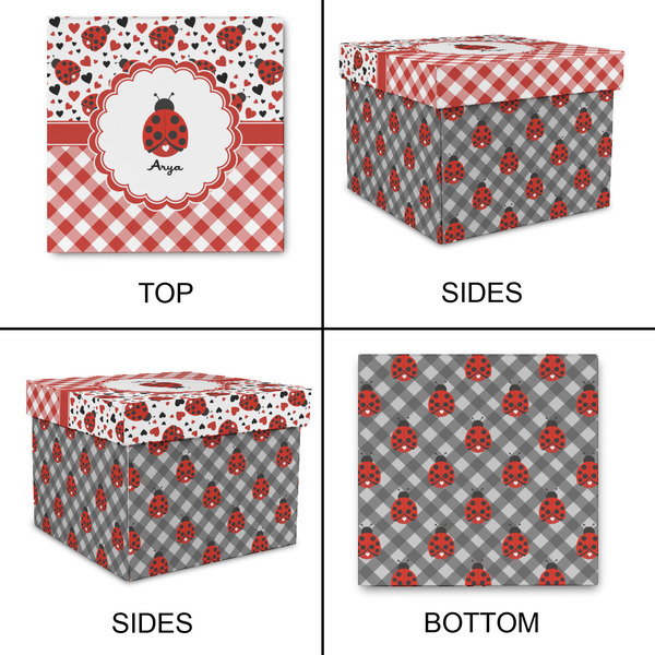 Ladybugs & Gingham Gift Boxes with Lid - Canvas Wrapped - Small - Approval