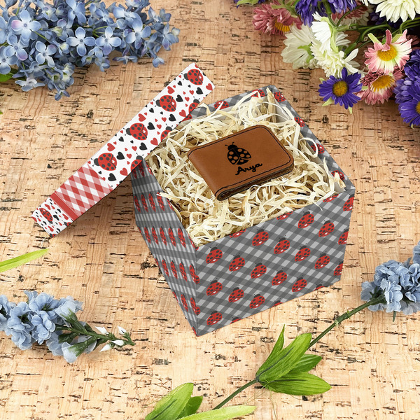 Ladybugs & Gingham Gift Boxes with Lid - Canvas Wrapped - Small - In Context