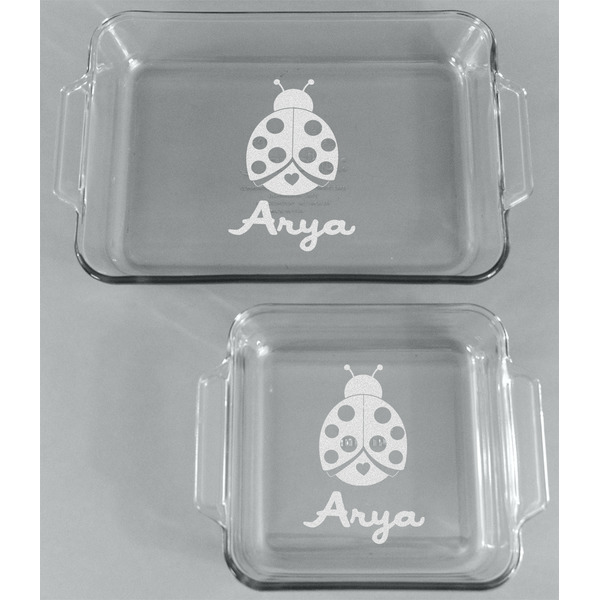Ladybugs & Gingham Glass Baking Dish Set - FRONT