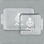 Ladybugs & Gingham Set of Glass Baking & Cake Dish - 13in x 9in & 8in x 8in (Personalized)